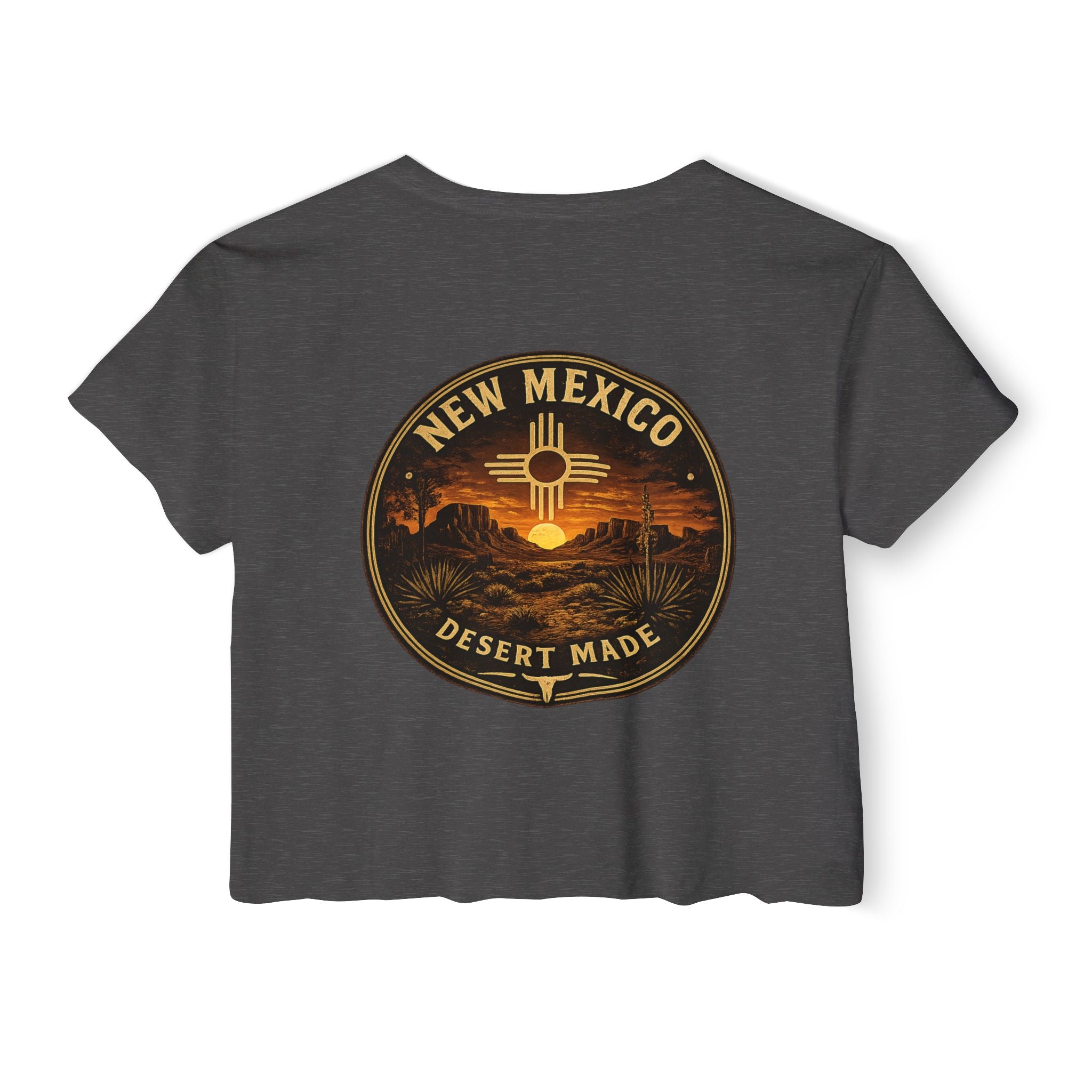 New Mexico Sunset Crop Top — Women's Festival Tee (Desert Made)