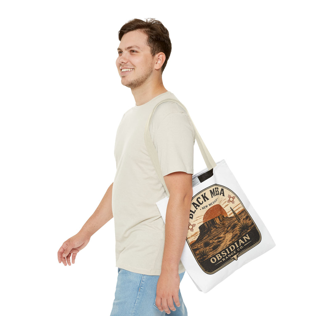 Black Mesa Obsidian Range Co. Tote Bag — Vintage New Mexico Desert Graphic