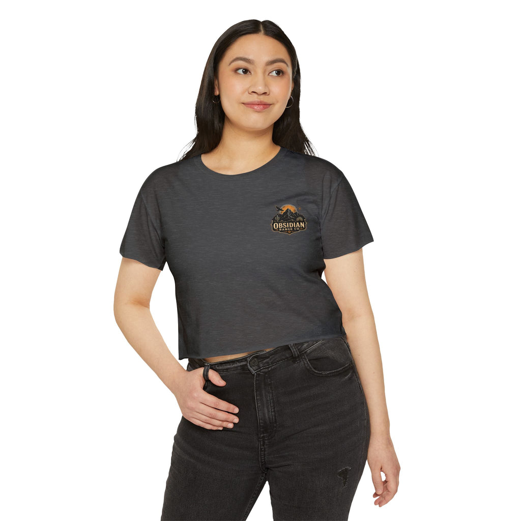 New Mexico Sunset Crop Top — Women's Festival Tee (Desert Made)