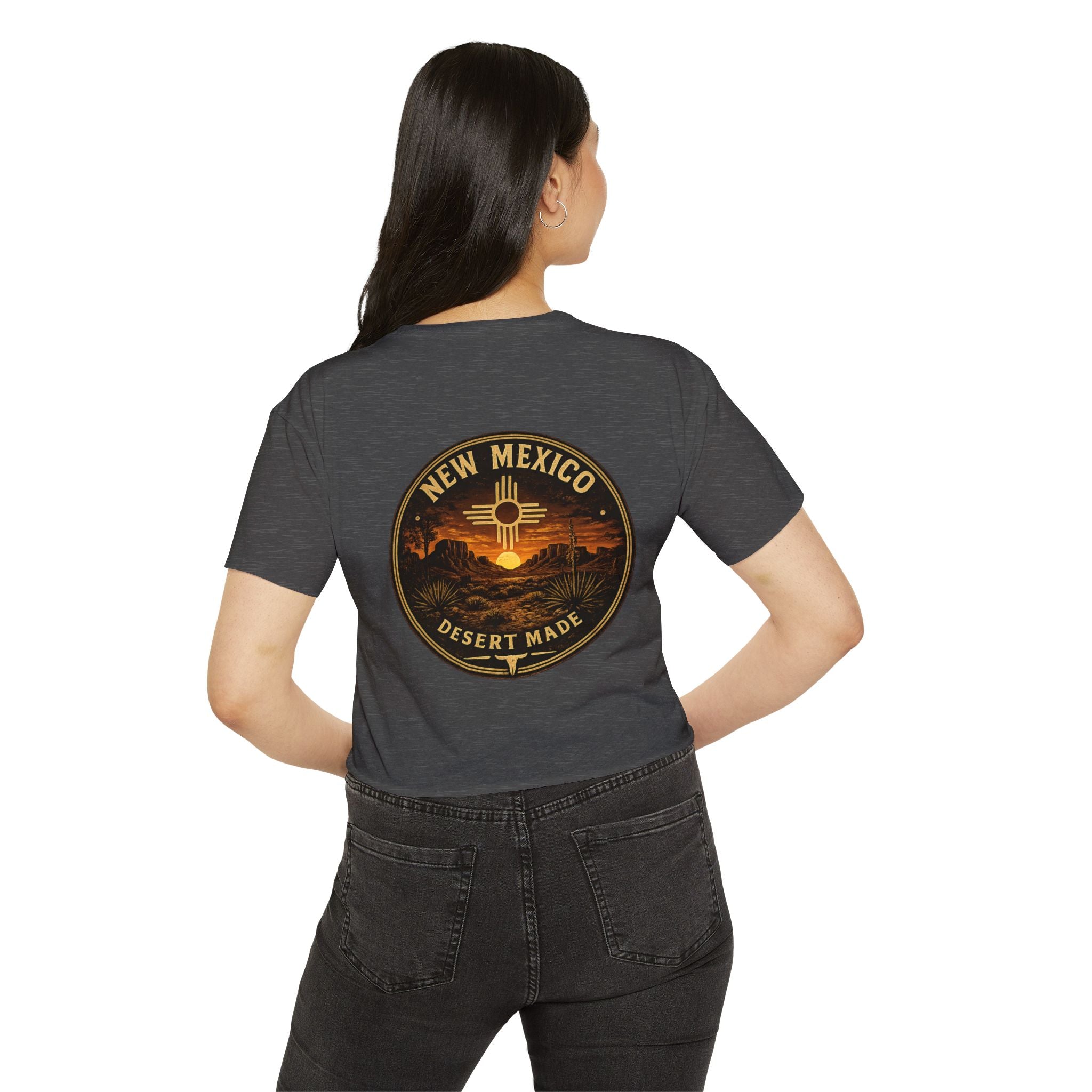 New Mexico Sunset Crop Top — Women's Festival Tee (Desert Made)