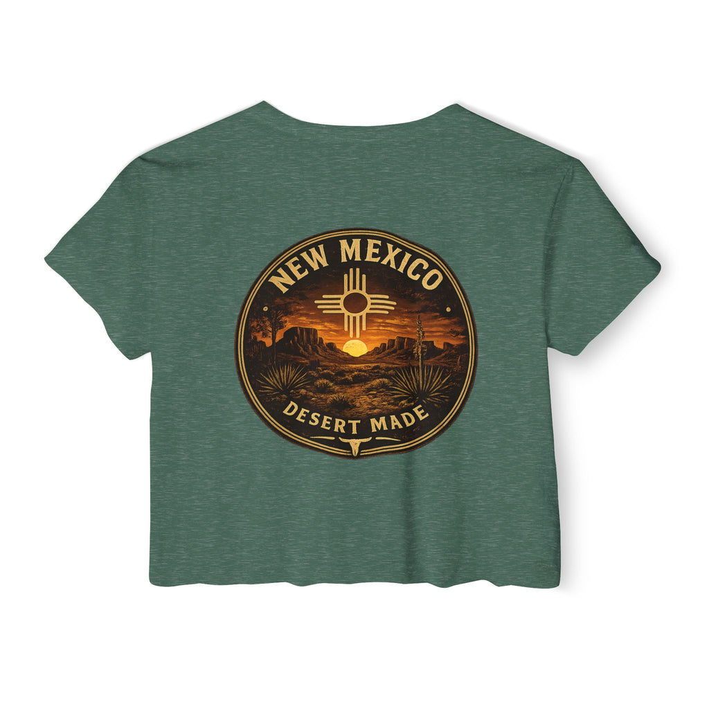 New Mexico Sunset Crop Top — Women's Festival Tee (Desert Made)