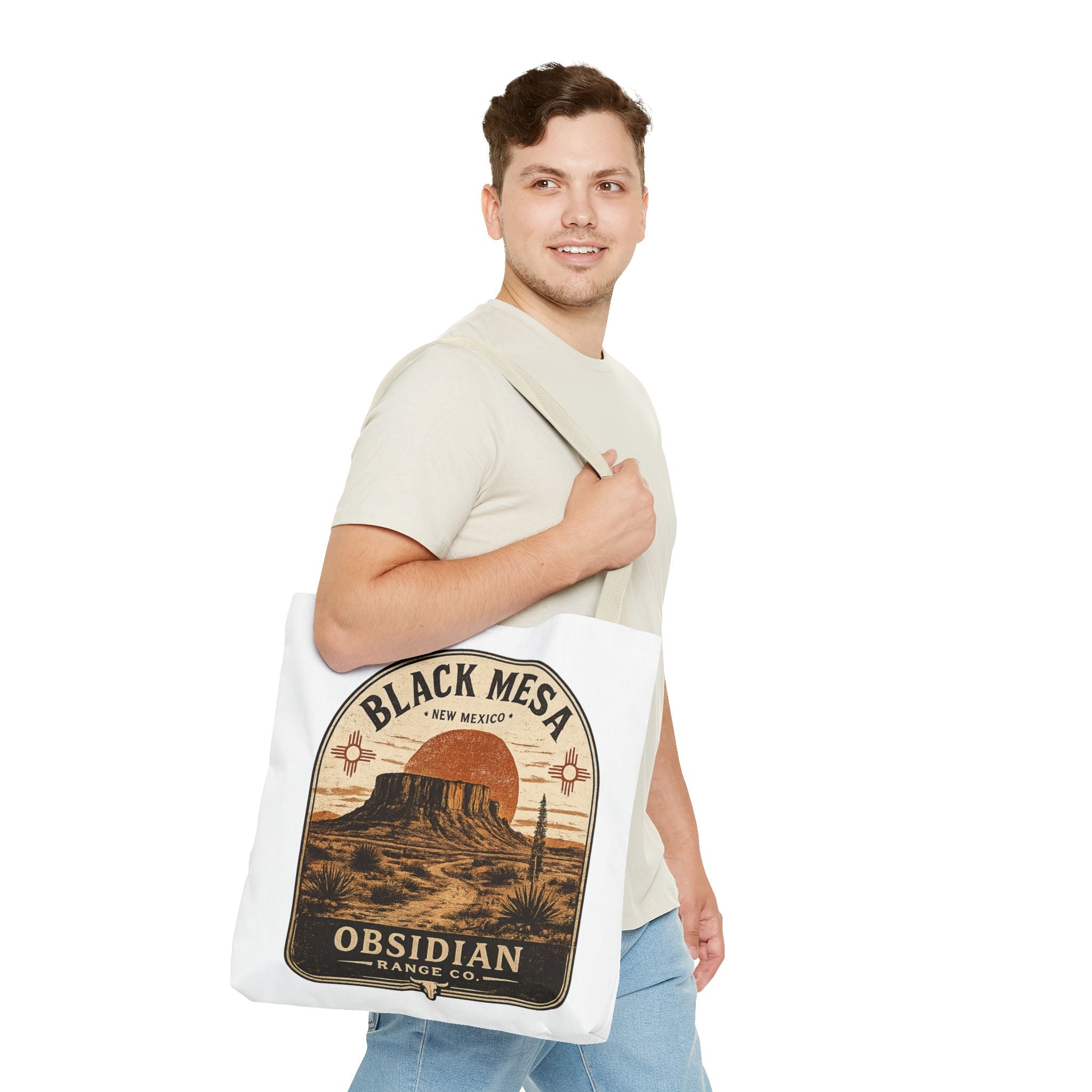 Black Mesa Obsidian Range Co. Tote Bag — Vintage New Mexico Desert Graphic