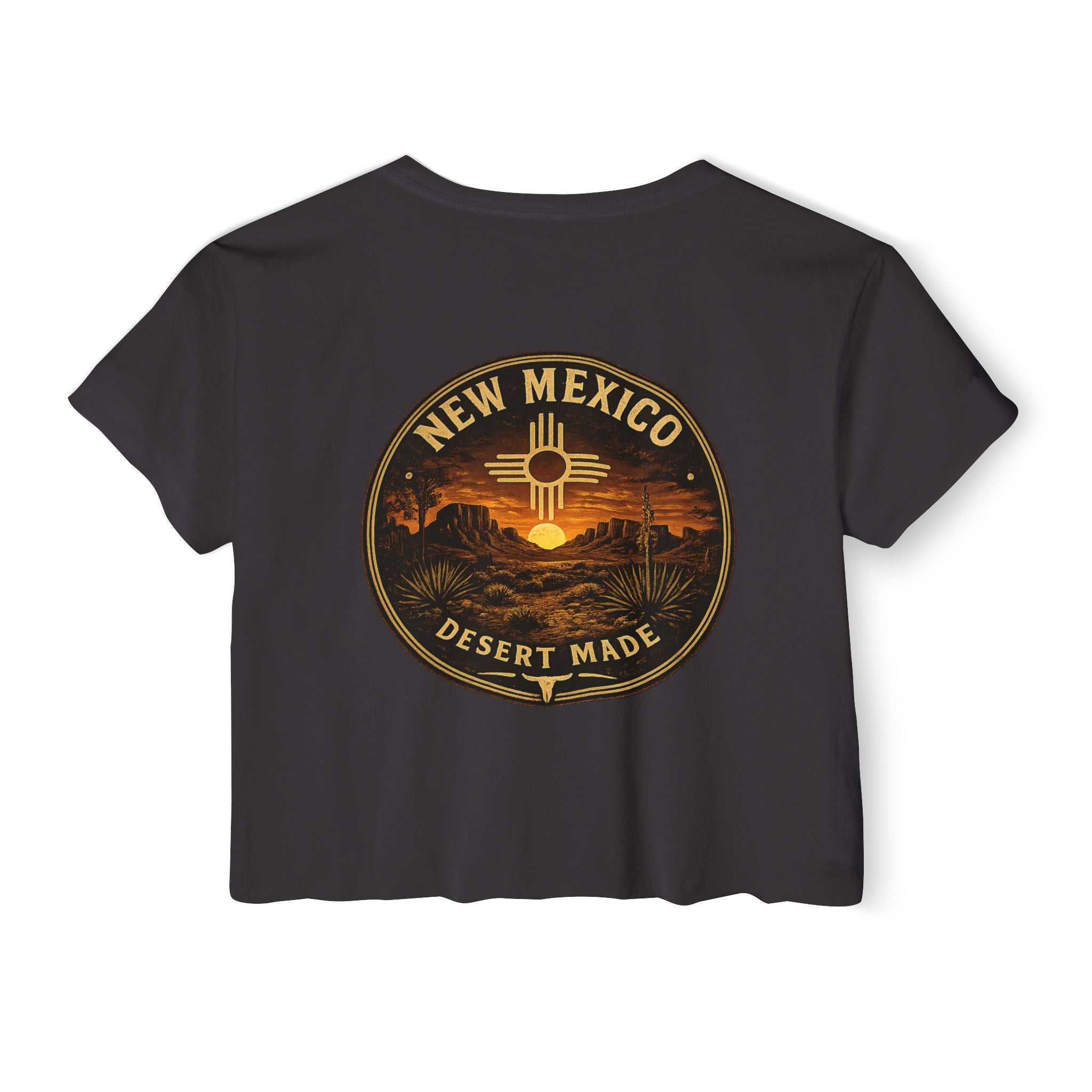 New Mexico Sunset Crop Top — Women's Festival Tee (Desert Made)
