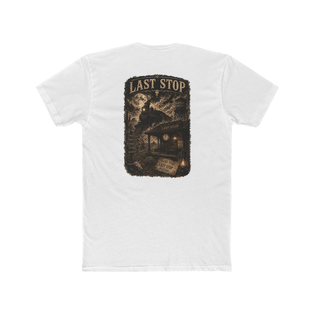 Last Stop Vintage Graphic Tee — 'Obsidian' Train Station Horror Shirt
