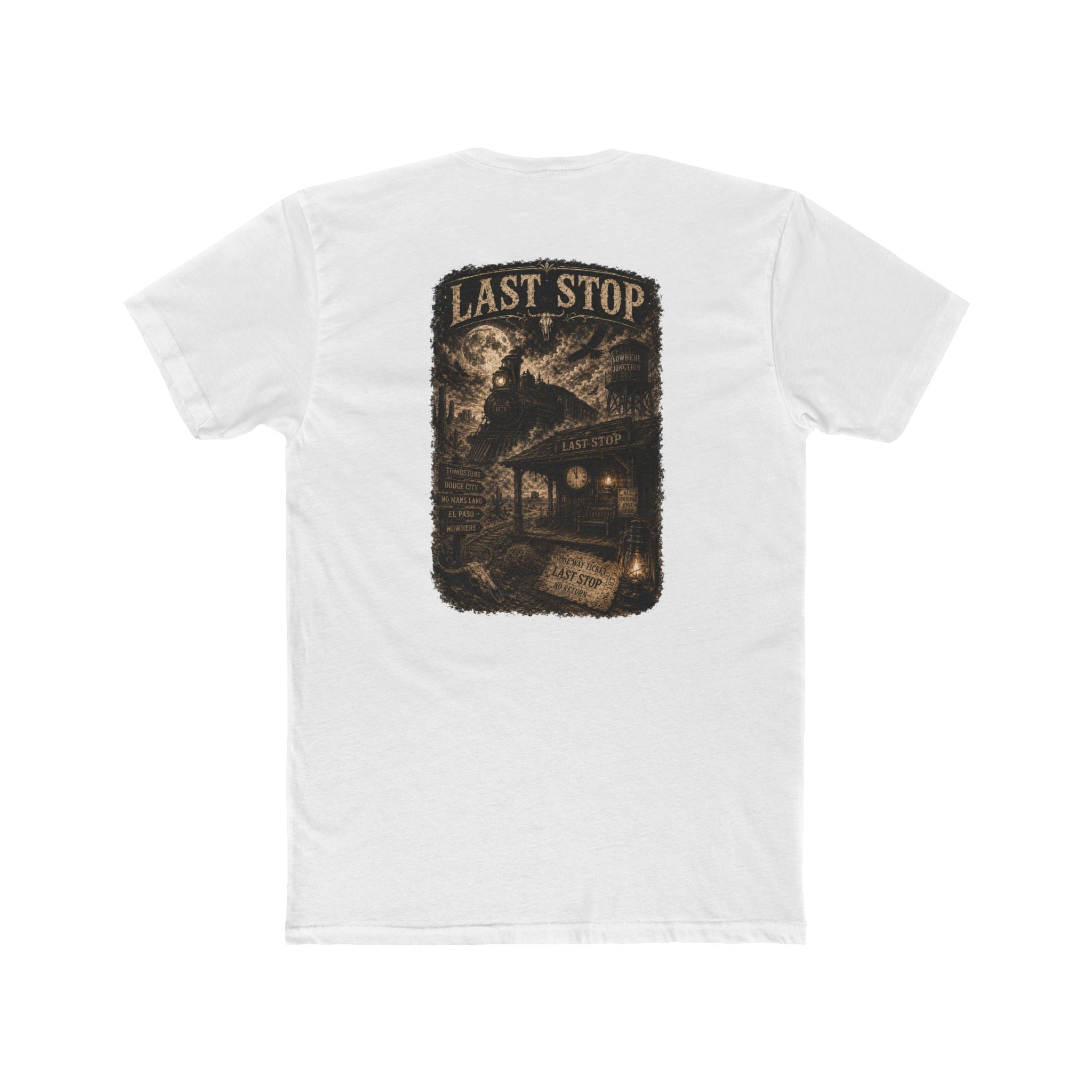 Last Stop Vintage Graphic Tee — 'Obsidian' Train Station Horror Shirt