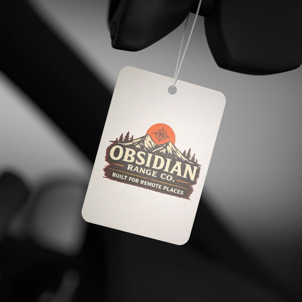 Obsidian Range Co. Car Air Freshener — Vintage Mountain Logo Scented Tag